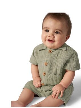 Modern Moments by Gerber Baby Boy Cotton Short Sleeve Shirt and Short Set.